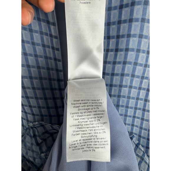 Ganni Check Organza Puff Sleeve Dress - Picture 8 of 8